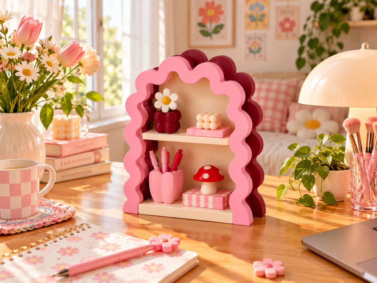 Pembe Lola Dekoratif Raf Organizer