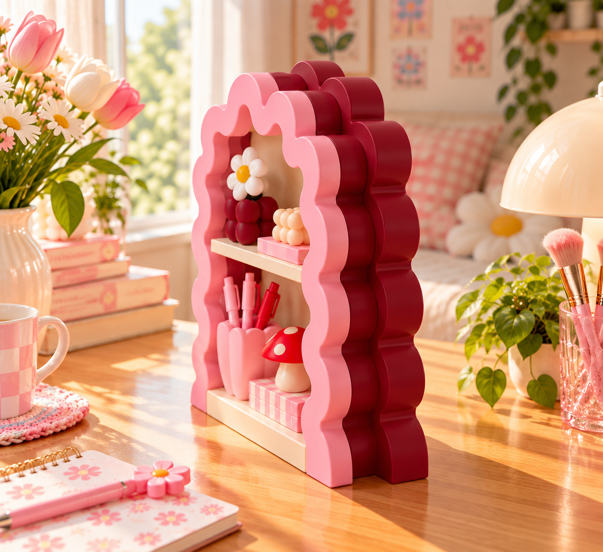 Pembe Lola Dekoratif Raf Organizer