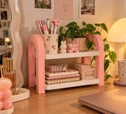 Pembe 2 Katlı Dekoratif Organizer Raf
