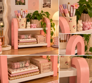 Pembe 2 Katlı Dekoratif Organizer Raf